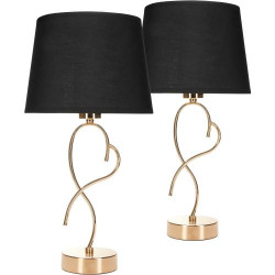 Présentation BRUBAKER Lampes table chevet Heart Swing, Noir Doré