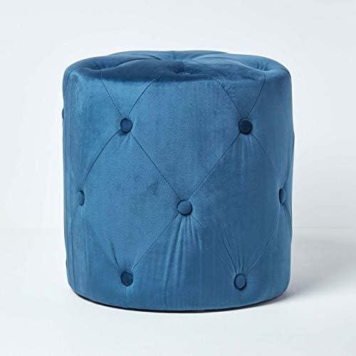 Présentation de Présentation Pouf Rond en Velours Capitonné Windsor - Tabouret Chic