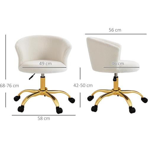 Présentation de Zoom sur Chaise Bureau Ergonomique Vinsetto, Confortable, Pivotante, Blanc