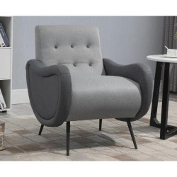 Présentation Fauteuil Moderne Rembourré Tissu Gris, Design Élégant