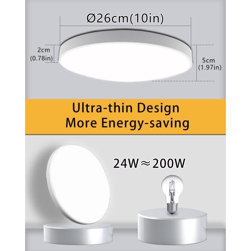 Présentation de Zoom sur Plafonnier LED Buvyuotu Rond 24W 6000K Blanc Moderne