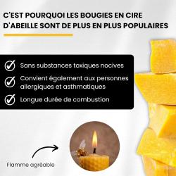 Bougies bio cire d'abeille naturelles, 4 grandes bougies en situation