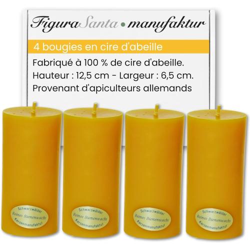 Présentation de Présentation Bougies bio cire d'abeille naturelles, 4 grandes bougies