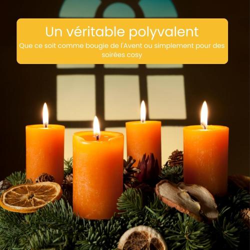 Présentation de Zoom sur Bougies bio cire d'abeille naturelles, 4 grandes bougies