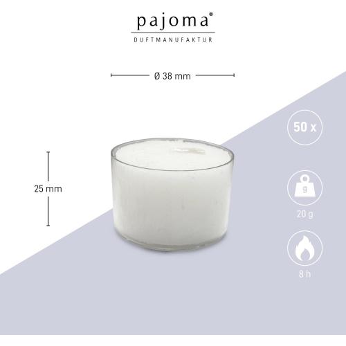 Présentation de Zoom sur Bougies chauffe-plat blanches non parfumées Pajoma, 50 pièces