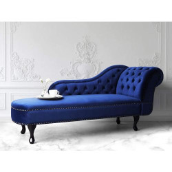 Chaise Longue Velours Bleu Beliani, Élégante Méridienne en situation