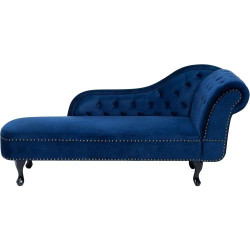 Présentation Chaise Longue Velours Bleu Beliani, Élégante Méridienne