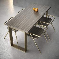 Pied de Table Acier Or, Design Industriel, 2 Pièces en situation