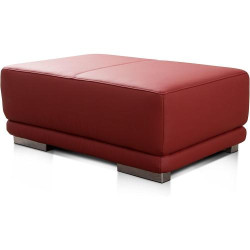 Pouf Rectangulaire Cuir Véritable Rouge, Siège d'Appoint en situation