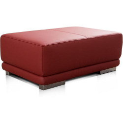 Présentation Pouf Rectangulaire Cuir Véritable Rouge, Siège d'Appoint