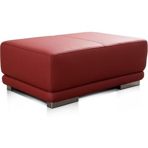 Présentation de Présentation Pouf Rectangulaire Cuir Véritable Rouge, Siège d'Appoint