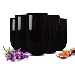 Présentation Verres noirs 420 ml, lot de 6, eau, jus, cocktail