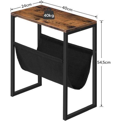 Présentation de Zoom sur HOOBRO Table d'Appoint Marron Rustique, Meuble de Rangement