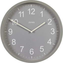 Présentation Horloge Murale Ronde Moderne JONES CLOCKS, Gris, Coloré