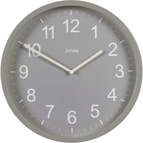 Présentation de Présentation Horloge Murale Ronde Moderne JONES CLOCKS, Gris, Coloré