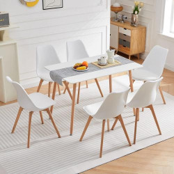 DORAFAIR Chaises Cuisine Design Scandinave, Blanc, Lot 6 en situation