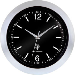 Présentation Horloge Murale Radio Pilotée Quartz Silencieuse Argent