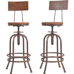 Présentation Tabourets de bar industriels pivotants, bois, réglables, lot 2