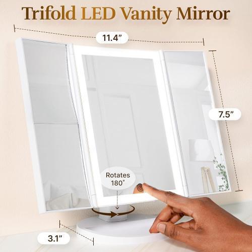 Présentation de Zoom sur Miroir maquillage rétroéclairé, 36 lumières LED, portable