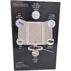 Miroir maquillage rétroéclairé, 36 lumières LED, portable en situation