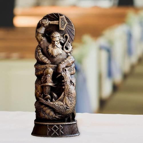 Présentation de Zoom sur Statue Dieu Nordique Résine, Figurine Artisanat Viking