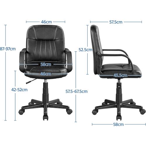 Présentation de Fauteuil Bureau Yaheetech, Cuir Noir, Hauteur Réglable, Rembourré en situation