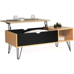 Présentation Table Basse Rectangulaire Relevable Noemi Bois IDMarket