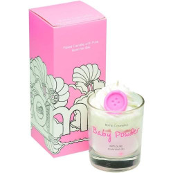 Présentation Bougie en verre Bomb Cosmetics Baby Powder rose, blanc