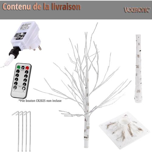 Présentation de Zoom sur VOLTRONIC Arbre LED bouleau, intérieur extérieur, blanc chaud