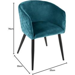 Fauteuil Marlo Velours Bleu Canard, Design Élégant en situation