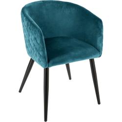 Présentation Fauteuil Marlo Velours Bleu Canard, Design Élégant