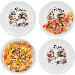 Présentation Assiettes à pizza VAN WELL, motif chef, porcelaine durable