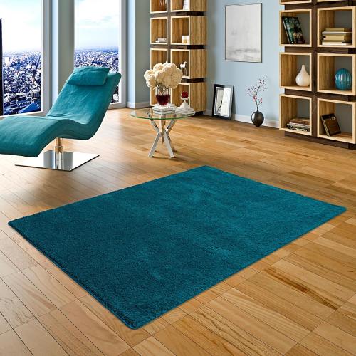 Présentation de Présentation Tapis Shaggy Poils Longs Sarcelle Bleu Verde