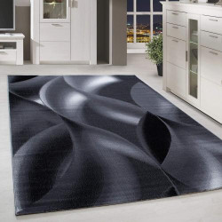 Présentation Tapis Salon HomebyHome Noir, Design Abstrait Ondulé