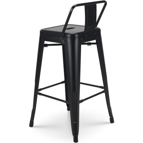 Présentation de Zoom sur Tabouret Bar Metal Noir Mat Kosmi, Style Industriel