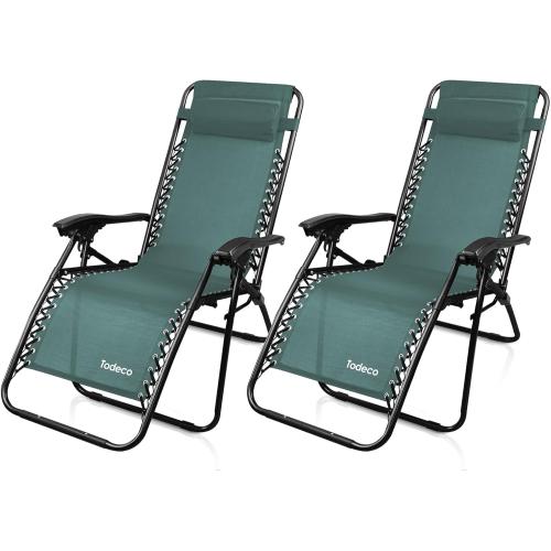 Présentation de Chaise Longue Transat Jardin Pliable, Lot de 2, Vert