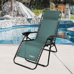 Chaise Longue Transat Jardin Pliable, Lot de 2, Vert en situation