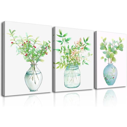 Présentation de Présentation Tableau Toile Plantes Vertes Aquarelle Décoration Murale