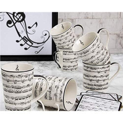 Tasse à latte porcelaine fine, motif musique, Lesser Amp Pavey en situation