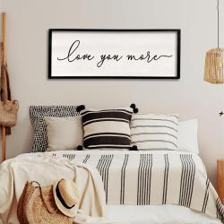 Panneau mural vintage Love You More, décoration minimaliste noir en situation