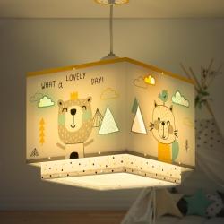 Lampe suspension enfant Hello Little, animaux colorés en situation