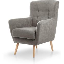 Présentation Fauteuil nordique IZAN, tissu anti-taches, gris