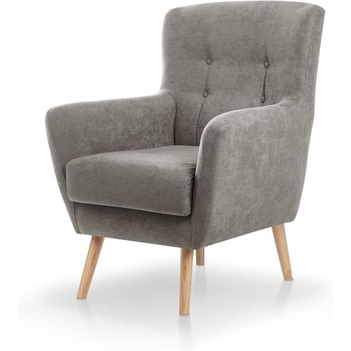 Présentation de Présentation Fauteuil nordique IZAN, tissu anti-taches, gris