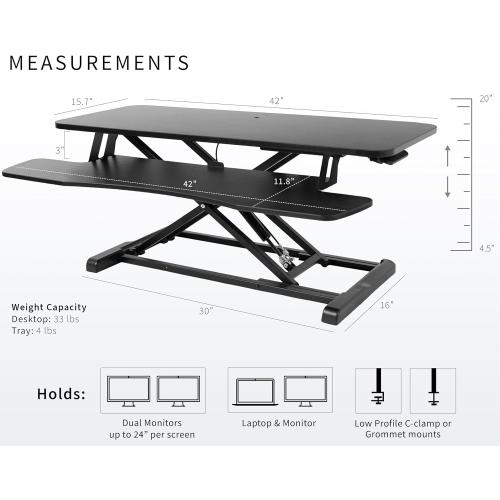 Présentation de Zoom sur Vivo Desk V042KB Rehausseur Assis Debout, Double Moniteur