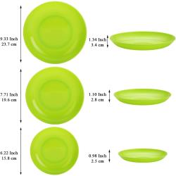 Assiettes en plastique incassables, réutilisables, lot 12 en situation