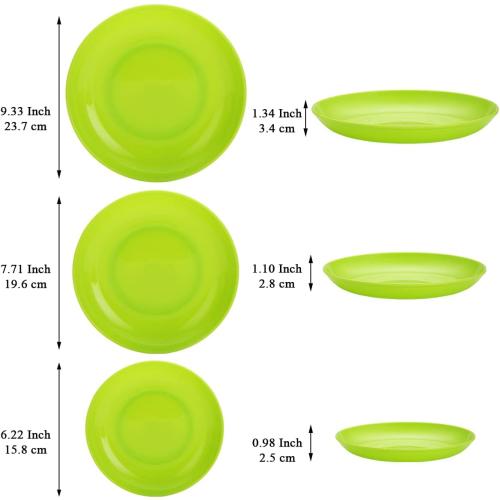 Présentation de Assiettes en plastique incassables, réutilisables, lot 12 en situation