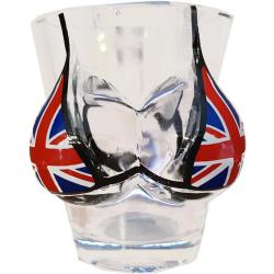 Présentation Verre à liqueur Union Jack, bikini intégré, souvenir