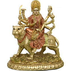 Présentation Statue Durga hindoue, sculpture décorative tigre, Pooja