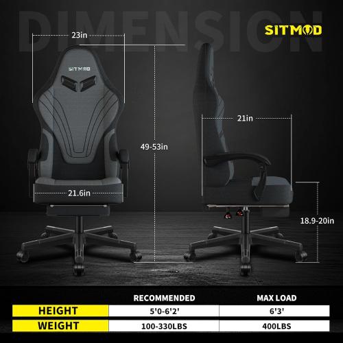 Présentation de Zoom sur Chaise Gaming Ulody Ergonomique, Dossier Haut, Repose Pieds