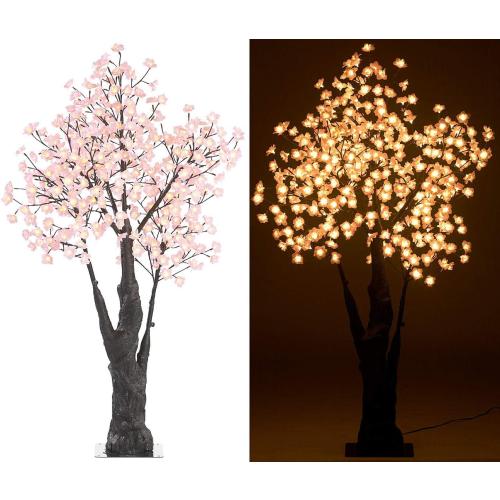 Présentation de Arbre LED Cerisier 384 fleurs lumineuses blanc chaud en situation